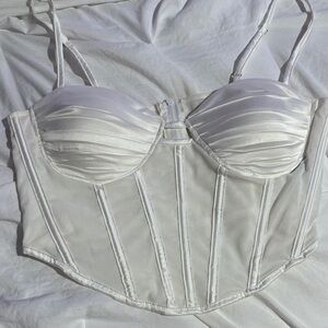 Say What? White Satin Corset Bustier
